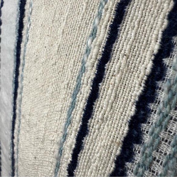 Elan | Cream and Blue Striped Button-Down Shirt with Embroidery | Sz S - Picture 5 of 7